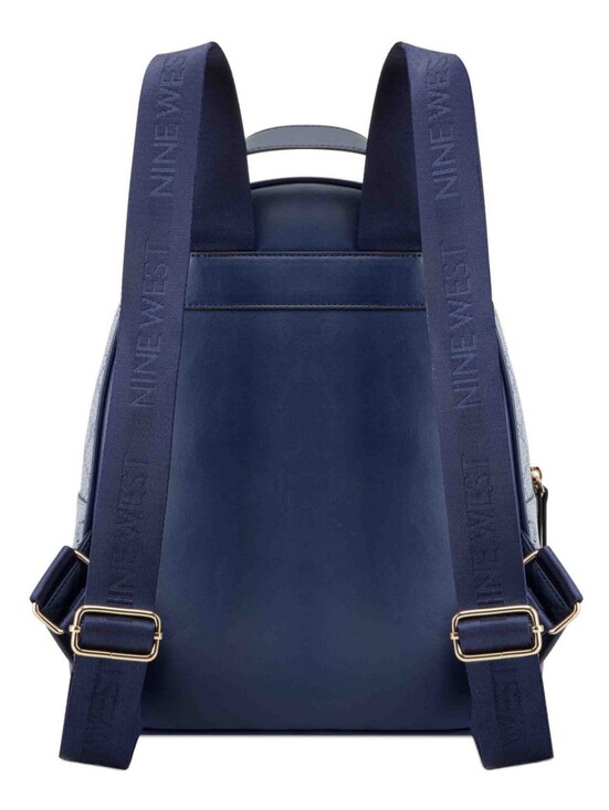 NWT Nine West Milenia Medium Backpack Chambray Logo/Navy O/S $99 Retail main image 6